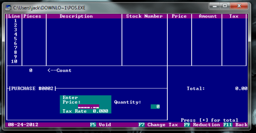 A Free DOS Based POS System for small business